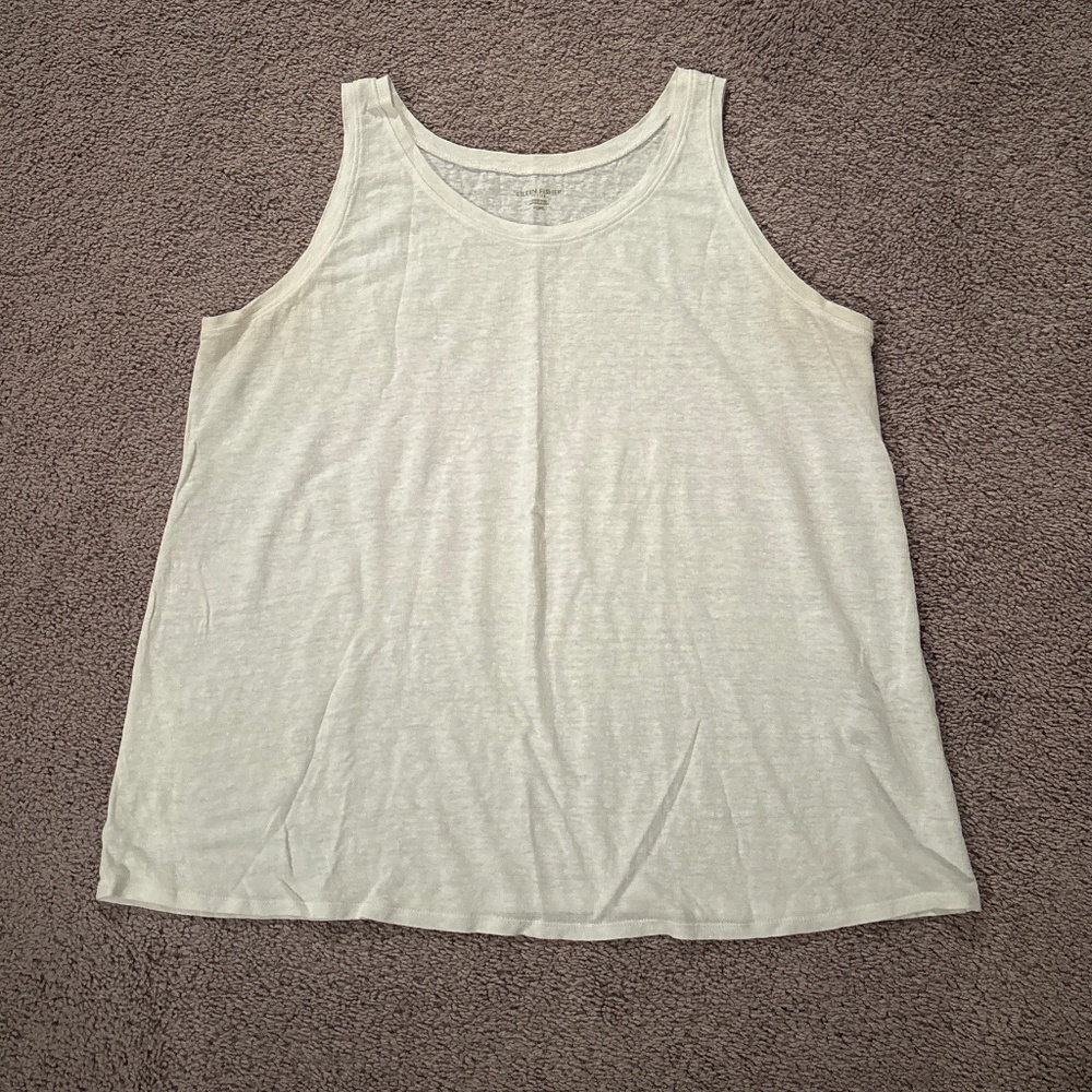 Eileen Fisher petite large PL 100% organic linen tank top white